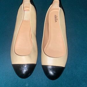 Abella Cream and Black Loafers with Elegant Toe Cap